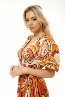 Liquorish Fake Wrap Midi Dress In Orange Floral 7 Liquorish Fake Wrap Midi Dress In Orange Floral -Liquosmi Store 0A80rzhc 8889