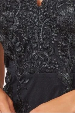 Goddiva Scalloped Neck Lace Midi Dress - Black -Liquosmi Store 0D3SchYj 13419