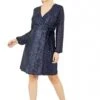 Yumi Navy Sequin Wrap Dress With Velvet Tie