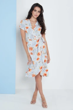 Lilura London Midi Wrap Dress In Blue Floral Print -Liquosmi Store 1zSDTYcd 15703