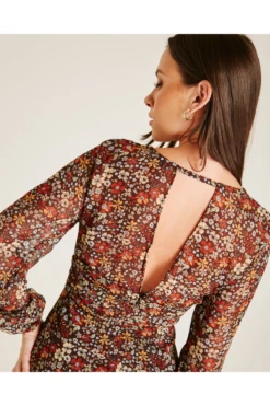 Dusty Pink Cut Out Back Floral Midi Dress | Chocolate -Liquosmi Store 2b2BjpIz 12059