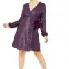 Yumi Purple Sequin Wrap Dress With Velvet Tie