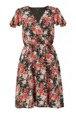 Mela London Red Floral Wrap Over Dress -Liquosmi Store 2kTgQt6J 14438