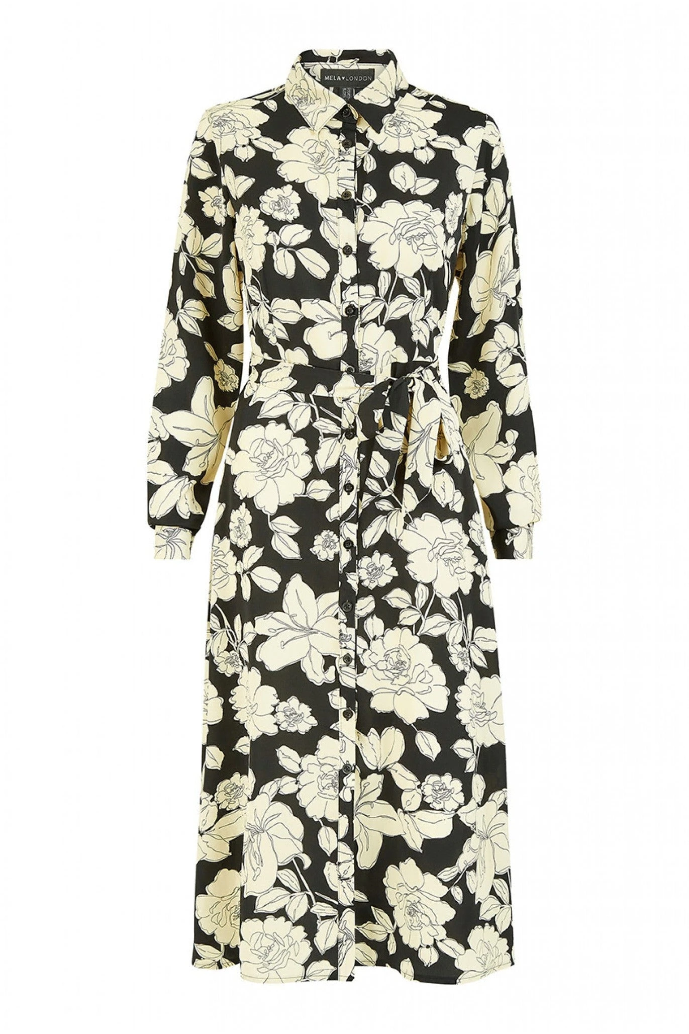 Mela London Long Sleeve Pleated Monochrome Midi Dress 5 Mela London Long Sleeve Pleated Monochrome Midi Dress - Image 5