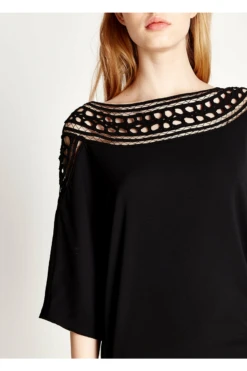 Liquorish Divine Grace Black Mini Dress With Crochet Insert -Liquosmi Store 3Hopv8tF 8287