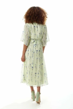 Liquorish Floral Print Midi Wrap Dress In Mint Green -Liquosmi Store 4pbZjR2U 10440