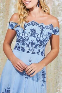 Goddiva Bardot Sequin & Lace High Low Midi - Powderblue -Liquosmi Store 6ly1oaxw 14625