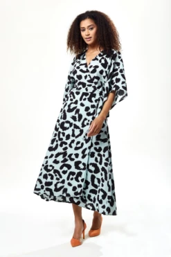 Liquorish Animal Print Maxi Wrap Dress