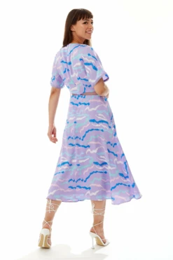 Liquorish Midi Abstract Zebra Print Dress With Mesh Lilac -Liquosmi Store 7jxicr5a 10787