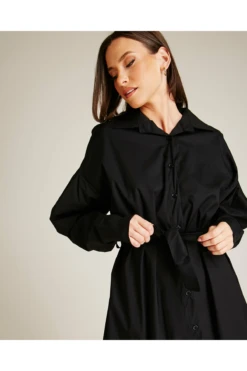 Dusty Pink Tie Up Mini Shirt Dress | Black -Liquosmi Store 837aEQEB 12042