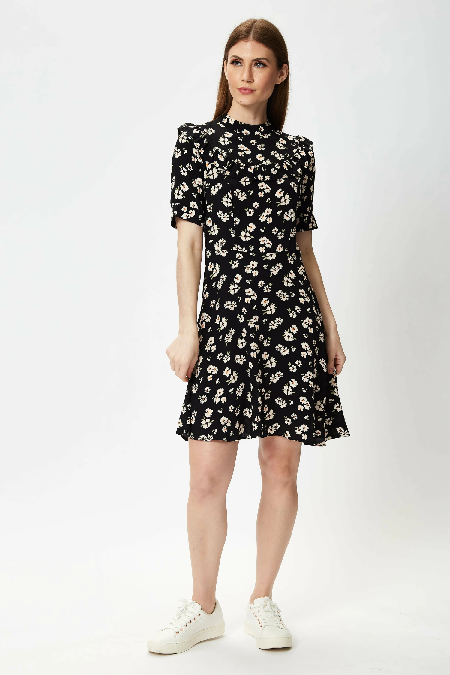 Liquorish Black Floral Mini Dress With Frill Details 2 Liquorish Black Floral Mini Dress With Frill Details - Image 2