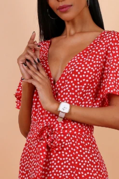 Lilura London Wrap Front Split Leg Maxi Dress Red Daisy Dot -Liquosmi Store 8lAjI8vy 10615