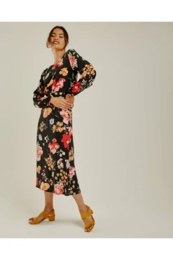 Dusty Pink Floral Chiffon Maxi Dress | Black -Liquosmi Store 9KzuuimJ 11529