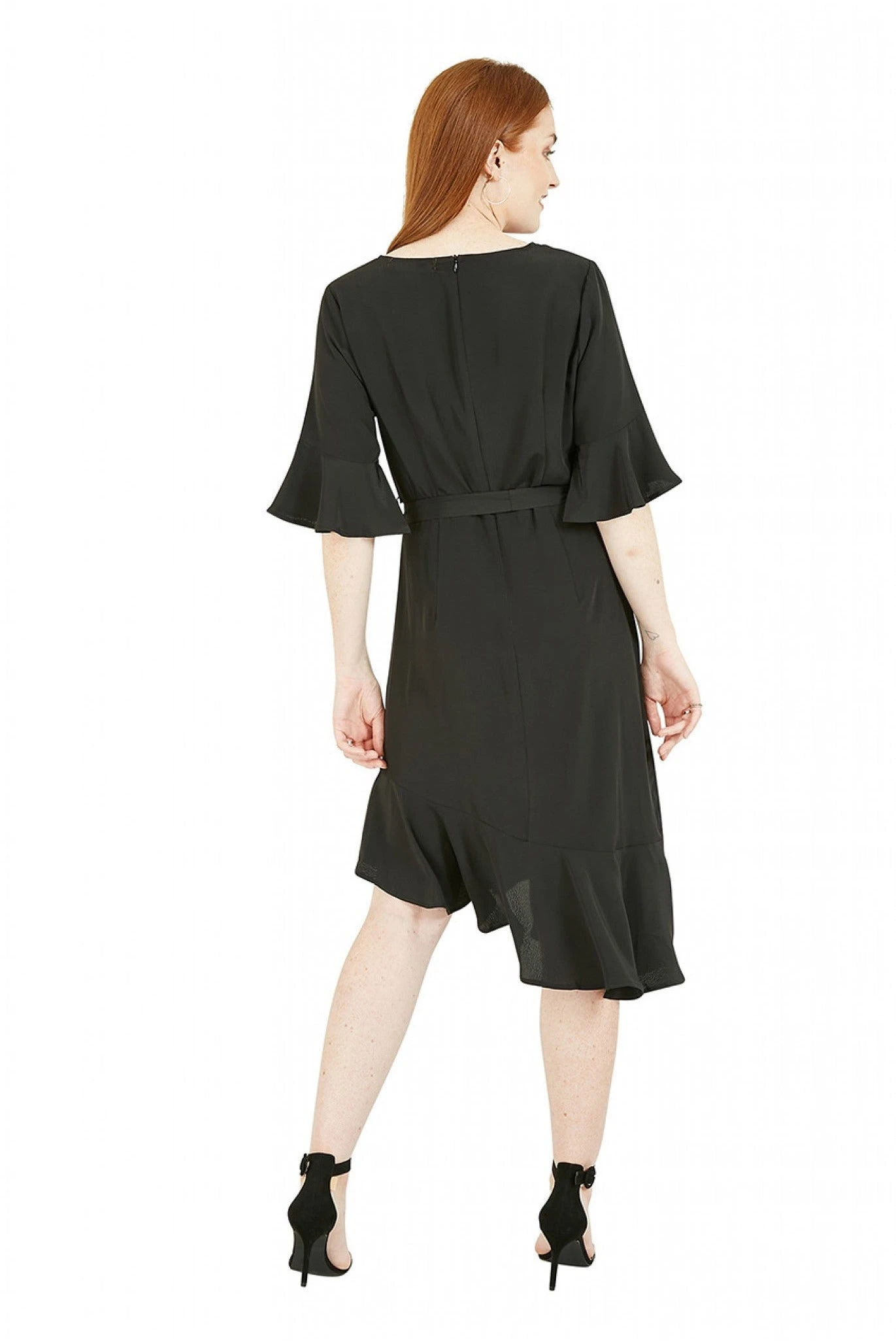 Mela London Black Wrap Dropped Sleeve Dress 5 Mela London Black Wrap Dropped Sleeve Dress - Image 5