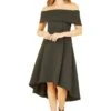 Mela London Black Bardot Dipped Hem Dress