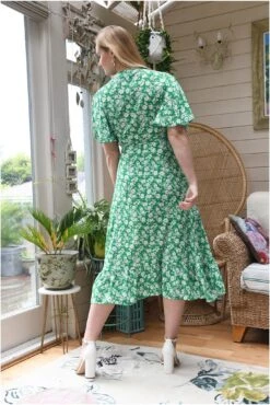 Mela London Green Ditsy Daisy Wrap Effect Frill Dress -Liquosmi Store BqCuHNYl 13541