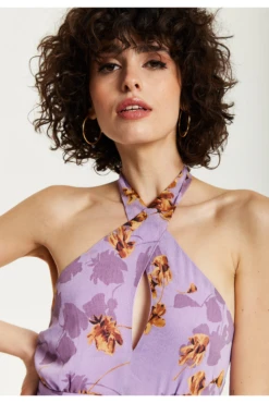 Liquorish Purple Floral Halter Neck Dress -Liquosmi Store D1MydFIA 15637
