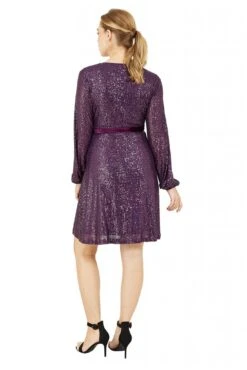 Yumi Purple Sequin Wrap Dress With Velvet Tie -Liquosmi Store DDDEd8XB 13946