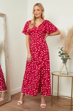 Lilura London Wrap Front Maxi Dress In Red & Black -Liquosmi Store DNPz0T4F 15685