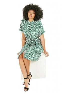 Yumi Green Ditsy Print Shirt Collar Dress -Liquosmi Store DOWkWxm9 13950