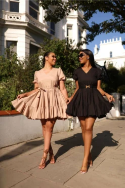 Setsofran London Black Poplin Dress Gathered Hem -Liquosmi Store DPswTewN 11252