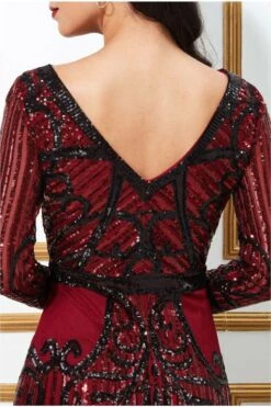 Goddiva Sequined Mesh With Open Back Midi Dress - Wine 6 Goddiva Sequined Mesh With Open Back Midi Dress - Wine -Liquosmi Store DR3010 wine dt2 l