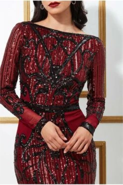 Goddiva Sequined Mesh With Open Back Midi Dress - Wine 7 Goddiva Sequined Mesh With Open Back Midi Dress - Wine -Liquosmi Store DR3010 wine dt l