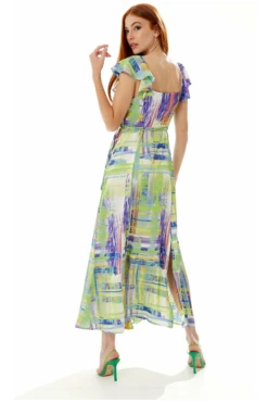 Liquorish Abstract Print Maxi Wrap Dress In Sage And Purple -Liquosmi Store FMEEOdT6 10776