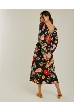 Dusty Pink Floral Chiffon Maxi Dress | Black -Liquosmi Store FfMr6JLN 11529