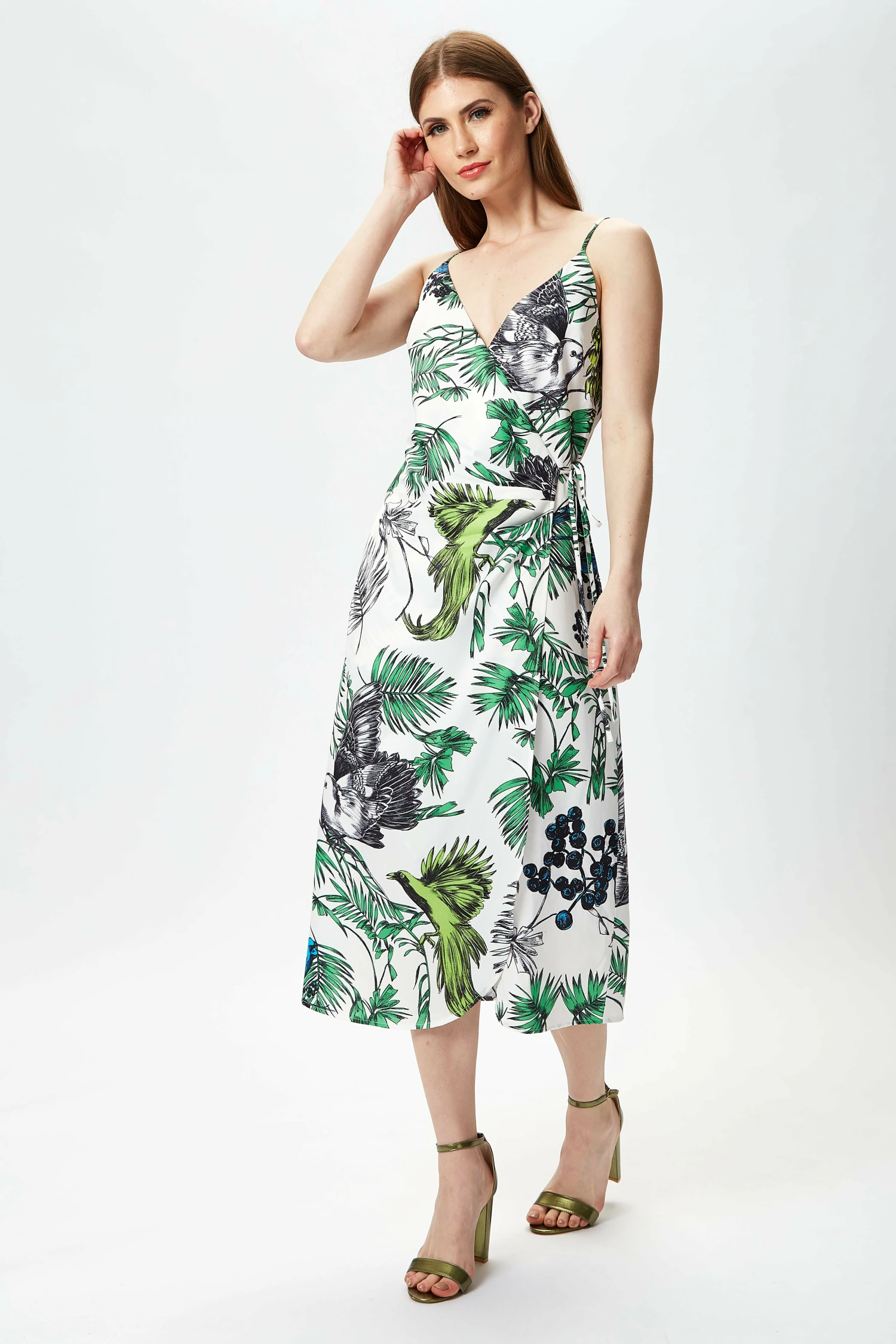 Liquorish Bird And Floral Print Midi Wrap Dress 2 Liquorish Bird And Floral Print Midi Wrap Dress - Image 2