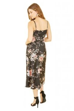 Yumi Black Satin Floral Cowl Neck Slip Dress -Liquosmi Store G8bkPOxk 14795