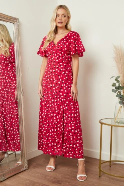 Lilura London Wrap Front Maxi Dress In Red & Black -Liquosmi Store H3tbmMkc 15685