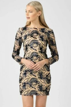 Aftershock London Sequin Long Sleeve Bodycon Dress