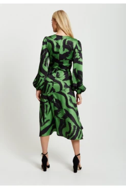 Liquorish Zebra Print Midi Dress In Green And Black -Liquosmi Store J3OMyJbH 13814