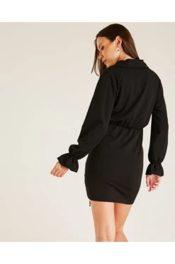 Dusty Pink Gathered Side Wrapped Dress | Black -Liquosmi Store JIUjYEB4 12035