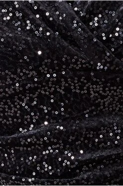 Goddiva Plus Sequin & Velvet Bardot Midi - Black -Liquosmi Store K3sJboXB 13214