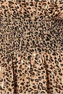 Goddiva Long Sleeve Midi Shirred Waistband - Animal Print -Liquosmi Store La5vezAR 12220