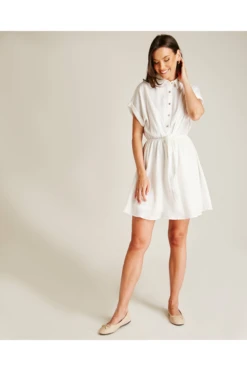 Dusty Pink Tie Up Front Swing Dress | White