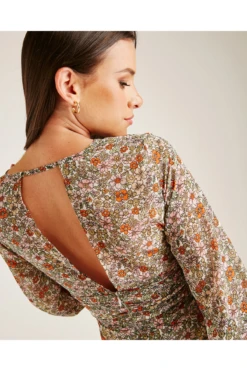 Dusty Pink Cut Out Back Floral Midi Dress | White -Liquosmi Store NfH8zMLW 12060