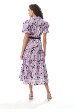 Liquorish Floral Print Button Up Midi Dress In Lilac -Liquosmi Store NmmYWZen 15555