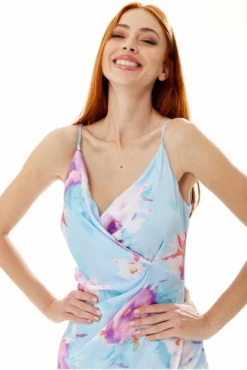 Liquorish Floral Print Maxi Wrap Dress In Blue -Liquosmi Store OVxzW5Hq 10689