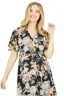 Mela London Black Floral High Low Wrap Dress 7 Mela London Black Floral High Low Wrap Dress -Liquosmi Store Odsza8Q6 13926