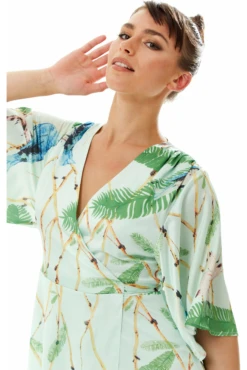 Liquorish Bird Print Maxi Wrap Dress In Mint Green -Liquosmi Store PHAJHvGN 10670