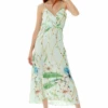 Liquorish Bird Print Cami Maxi Dress In Mint Green