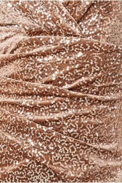 Goddiva Sequin & Velvet Bardot Midi Dress - Champagne -Liquosmi Store PcIvjyPo 13767