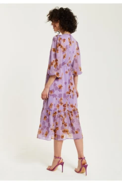 Liquorish Purple Floral V-neck Midi Dress -Liquosmi Store Pme1qOOz 15665
