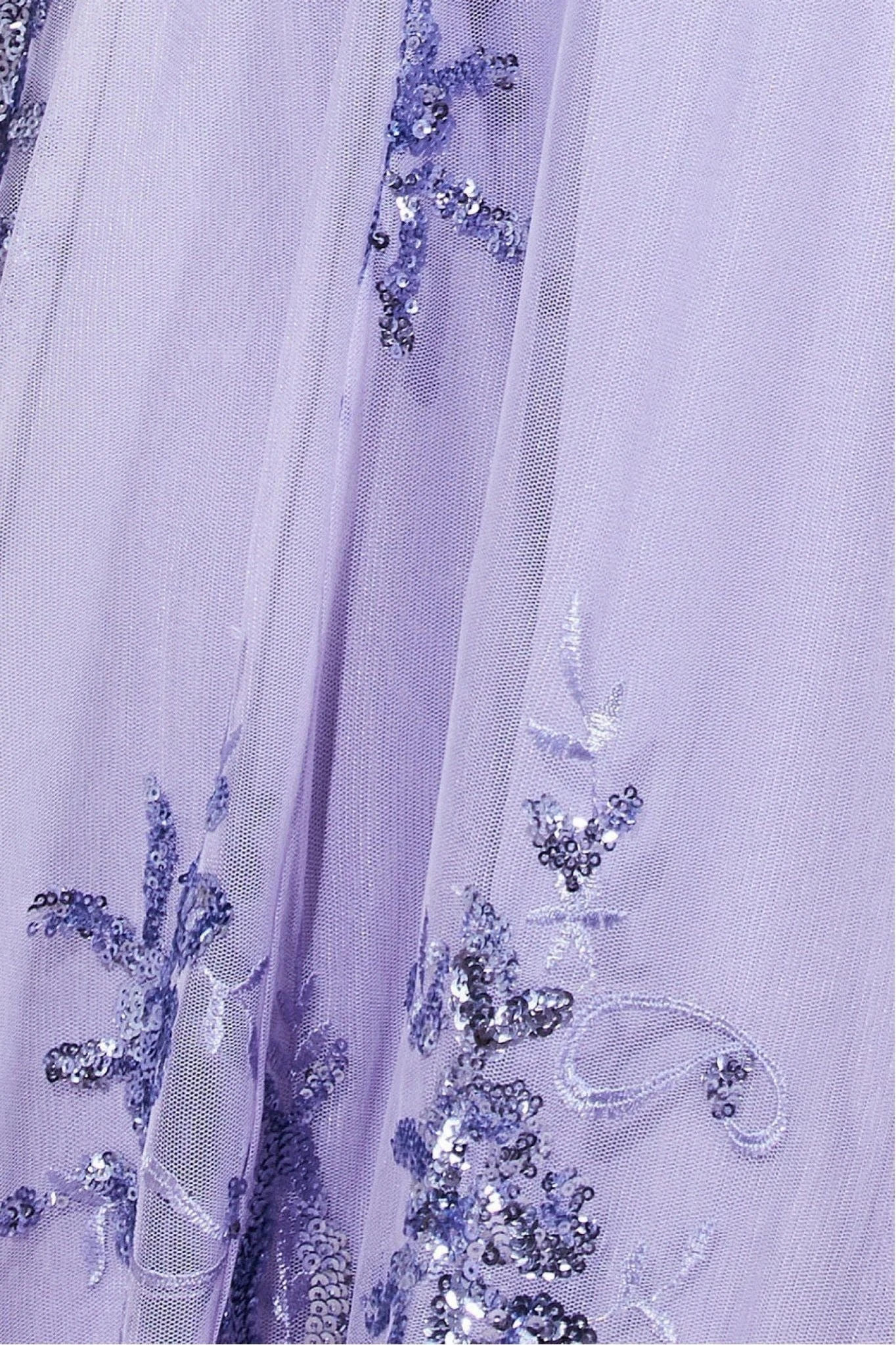 Goddiva Bardot Sequin & Lace High Low Midi - Lilac 4 Goddiva Bardot Sequin & Lace High Low Midi - Lilac - Image 4