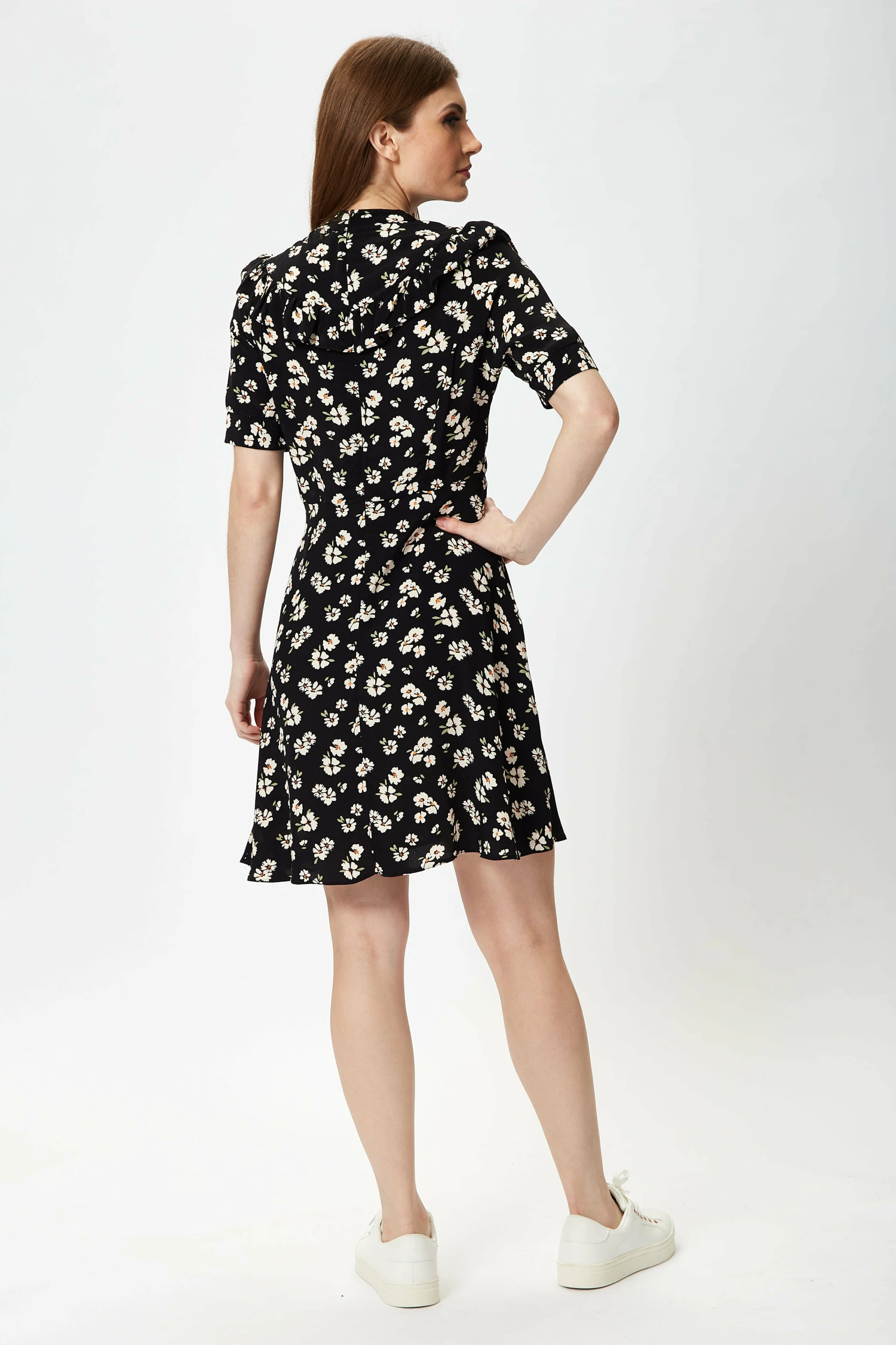 Liquorish Black Floral Mini Dress With Frill Details 4 Liquorish Black Floral Mini Dress With Frill Details - Image 4