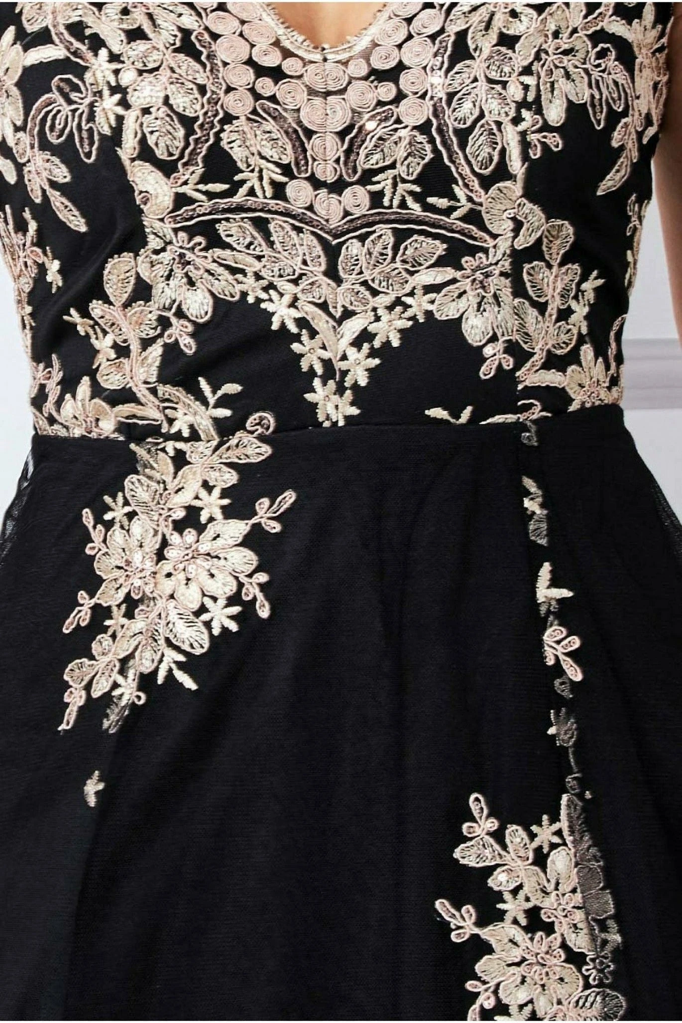 Goddiva High Low Scalloped Midi Dress - Black 4 Goddiva High Low Scalloped Midi Dress - Black - Image 4