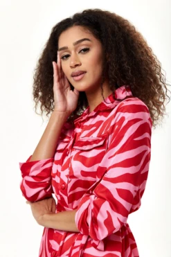 Liquorish Pink And Red Zebra Print Midi Shirt Dress 7 Liquorish Pink And Red Zebra Print Midi Shirt Dress -Liquosmi Store R7CAlDZj 15398